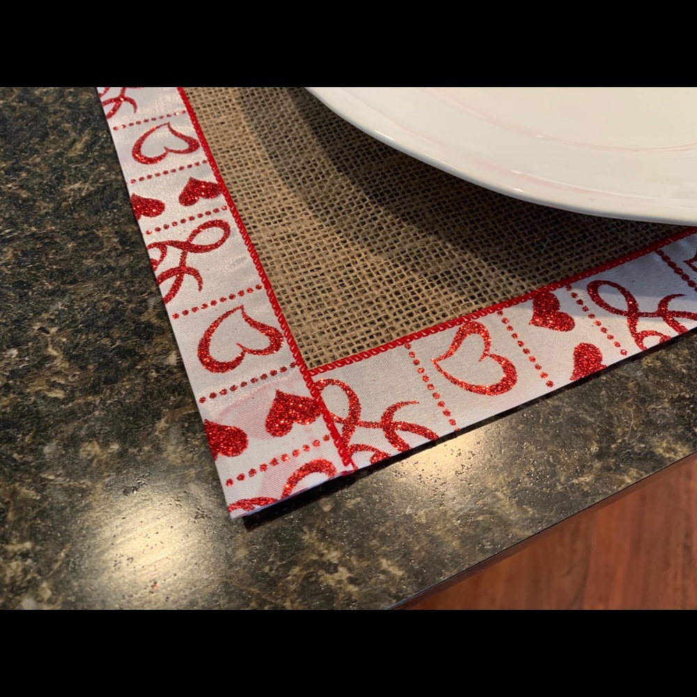 Valentines Day Red White Heart Placemats